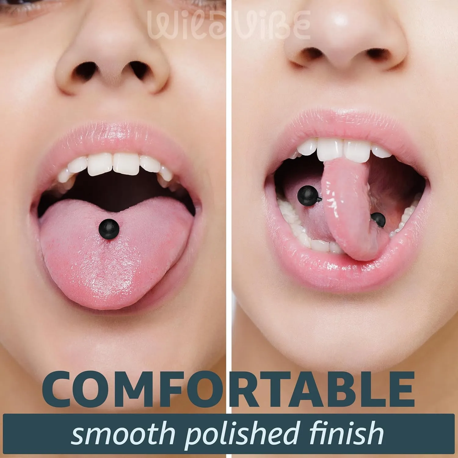 Tongue Rings Set - 4pcs Surgical Steel for Women 14g Snake Eyes Piercing Jewelry 10mm (3/8), 12mm (1/2), 14mm (9/16), 16mm (5/8)