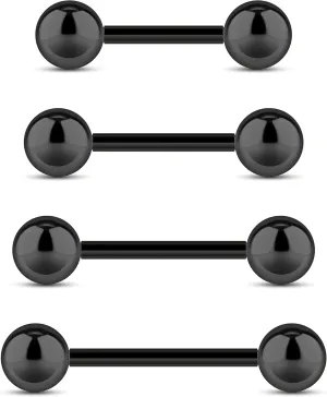 Tongue Rings Set - 4pcs Surgical Steel for Women 14g Snake Eyes Piercing Jewelry 10mm (3/8), 12mm (1/2), 14mm (9/16), 16mm (5/8)