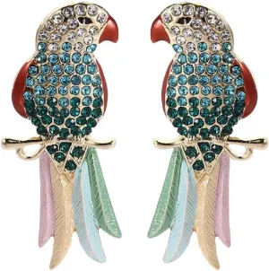 Tropical Parrot Tassel Earrings, Colorful Parrot Bird Dangle Earrings for Women, Bohemian Tree Branch Parrot Vacation Earrings for Ladies, Cute Animal Parrot Statement Earrings Summer Boho Jewelry