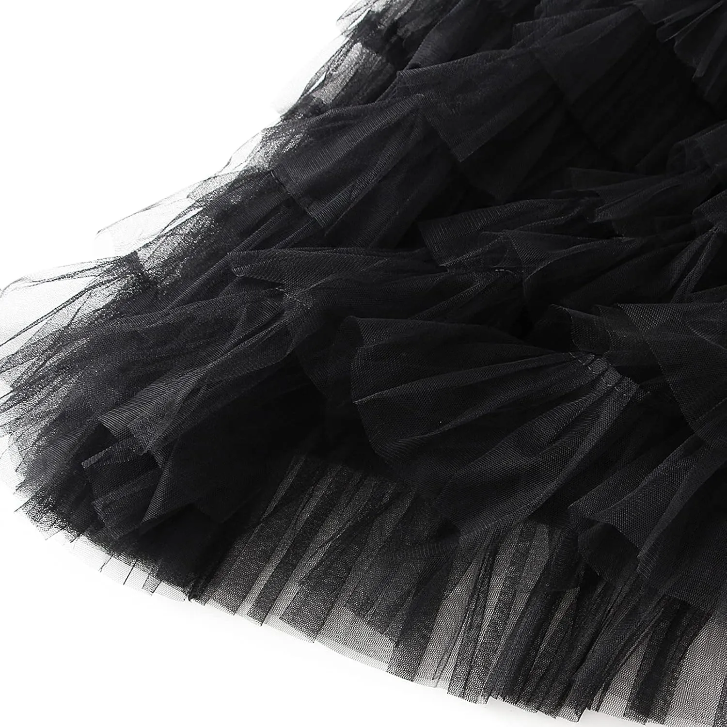 Tulle Long Skirt for Women Layered Ruffle Tutu Skirt Elastic Tiered Pleated Mesh A-Line Midi Skirts Prom Wedding