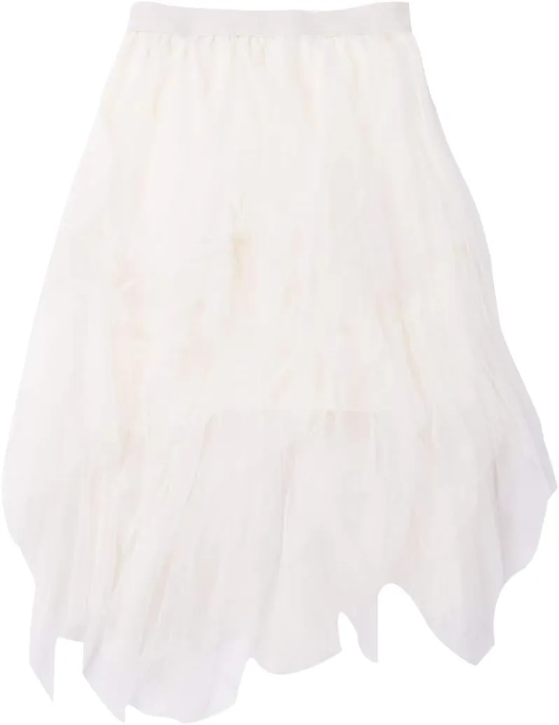 Tulle Long Skirt for Women Layered Ruffle Tutu Skirt Elastic Tiered Pleated Mesh A-Line Midi Skirts Prom Wedding