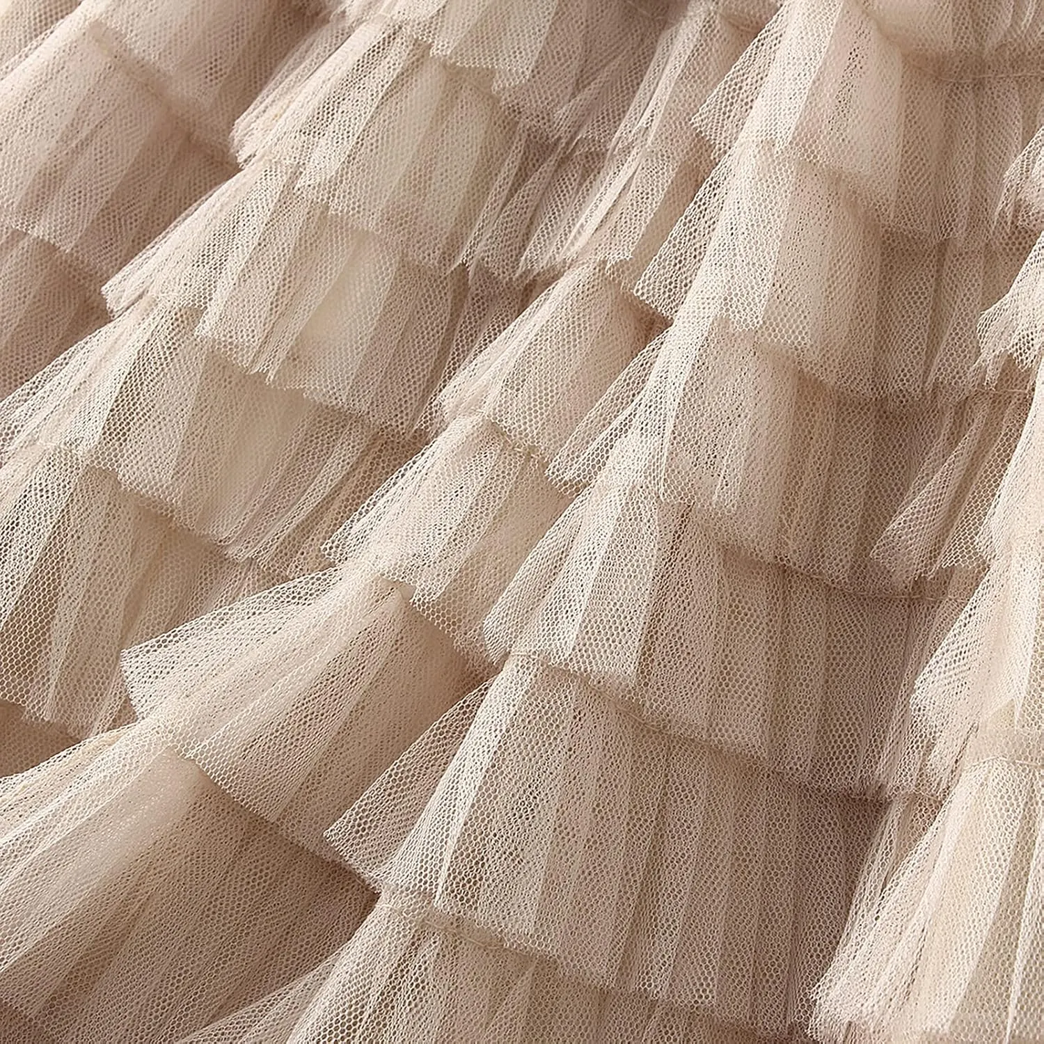 Tulle Long Skirt for Women Layered Ruffle Tutu Skirt Elastic Tiered Pleated Mesh A-Line Midi Skirts Prom Wedding