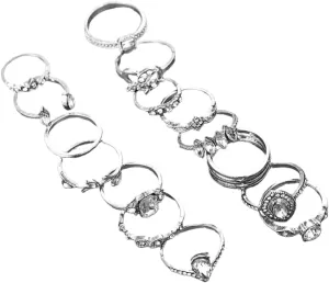 Unique Hollow Diamond Ring Set for Women 15pcs Fashionable Joint Rings Skin-friendly Jewelry Ideal for Daily Wear