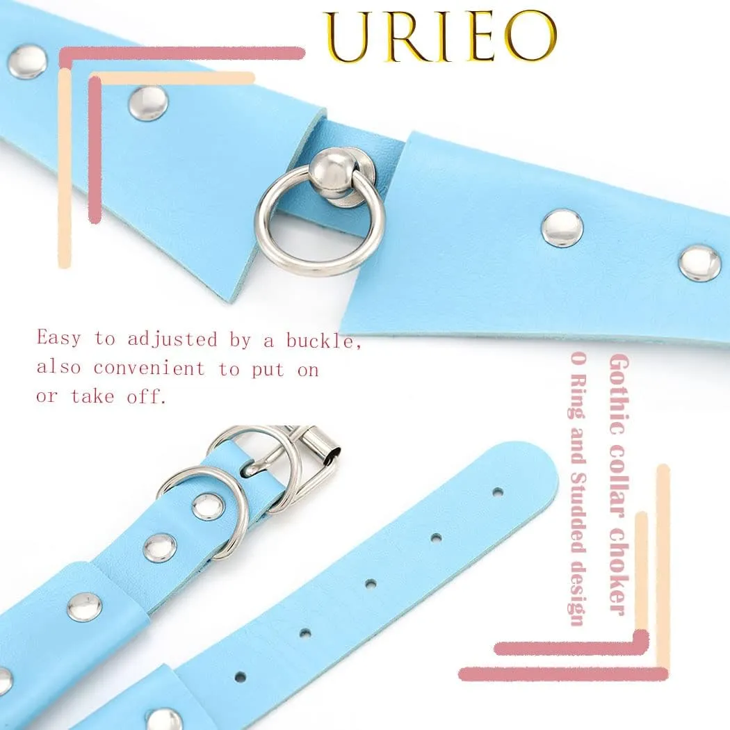 Urieo Gothic Leather Choker Necklace Black Punk Nightclub Jewerly Accessories for Women