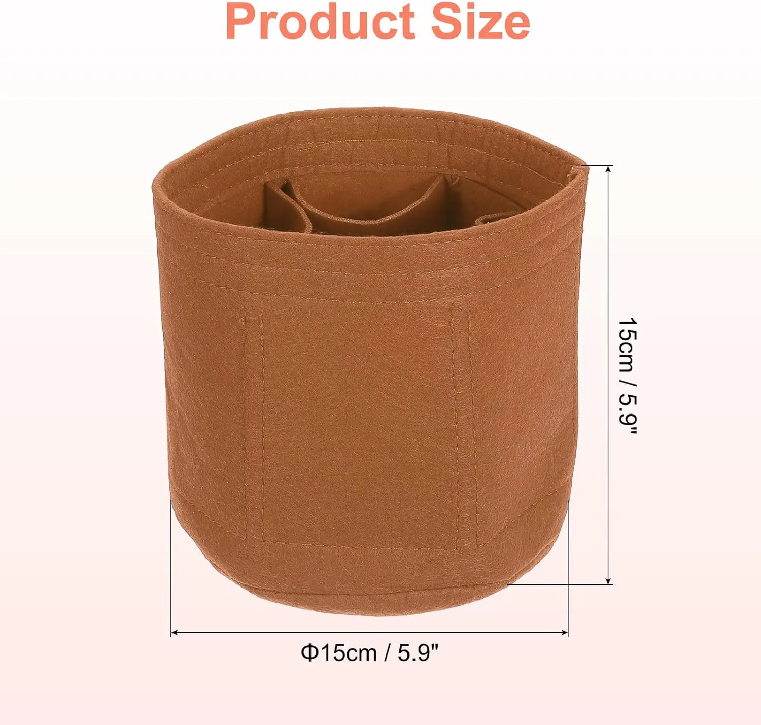 uxcell Purse Organizer Insert, Portable Felt Organizer Bags Round Multiple Compartments Purse Liner for Bucket Bag, Domed Satchel, Tote Bag, Handbag Shaper (8" x 4" x 5.5", Khaki)