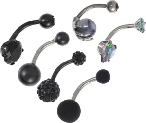 VALICLUD 6Pcs Shaped Cubic Zirconia Stainless Steel Navel Rings for Women Comfortable and Fashionable Body Piercing Jewelry