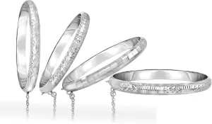 Verona Jewelers Sterling Silver 925 7MM Diamond - Cut Bangle Bracelet- Womens Sterling Silver Bangles in 4 Styles