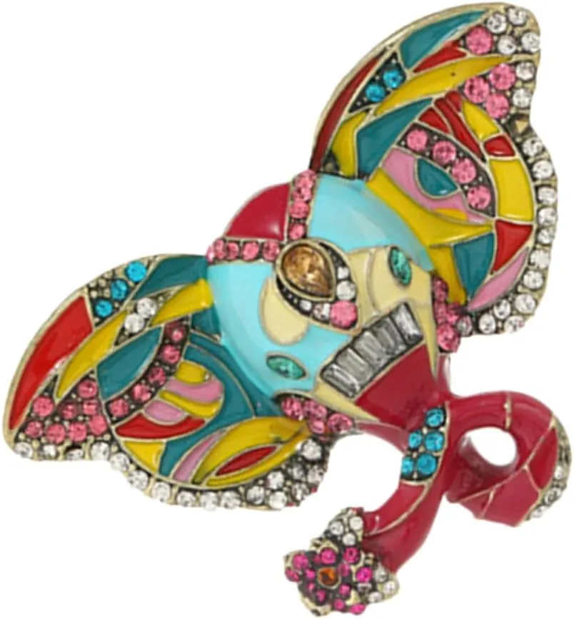 Vintage Elephant Lapel Pin Enamel Rhinestone Animal Brooch Perfect Brooches for Christmas Present