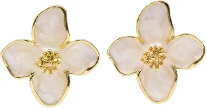 Vintage Flower Stud Earrings for Women,Colorful Flower Statement Earrings Chunky Floral Earrings Elegant Camellia Huggie Earrings Jewelry Gift