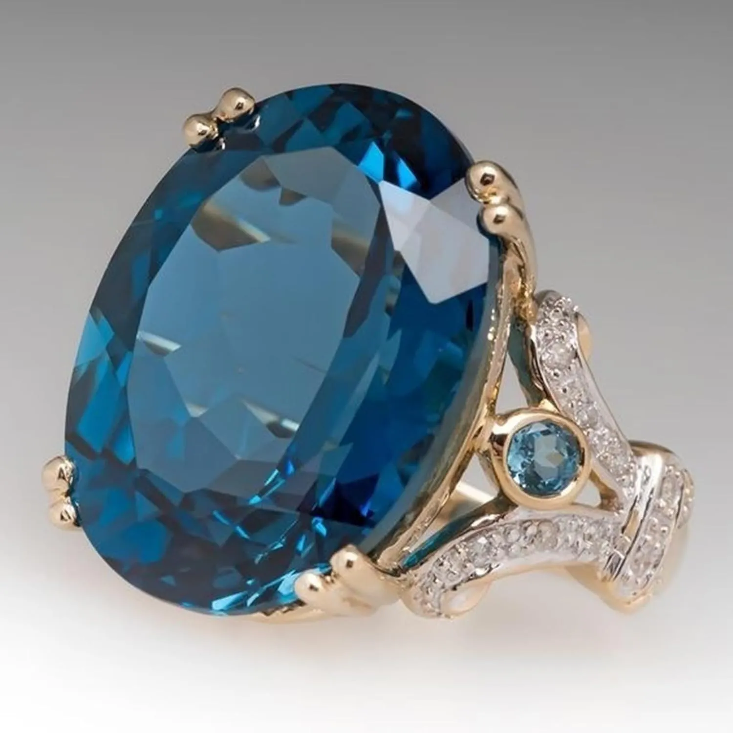 Vintage Gemstone Ring for Women Gold Plated Cubic Zircon Wedding Engagement Rings Trendy Jewelry Gifts for Her
