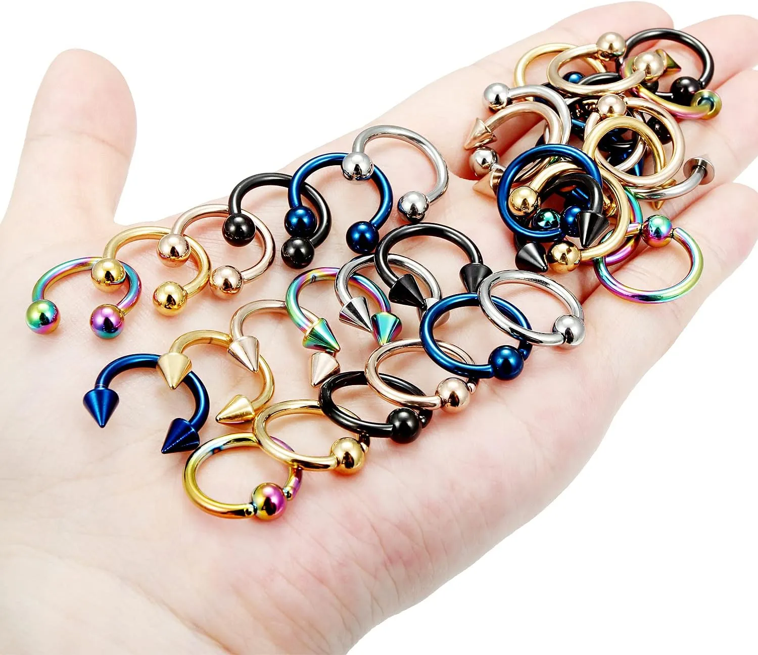 Vsnnsns 12G & 16G Septum Rings - Surgical Steel Septum Piercing Jewelry Horseshoe & Snake Bite Rings, Daith Rook Earrings for Women & Men