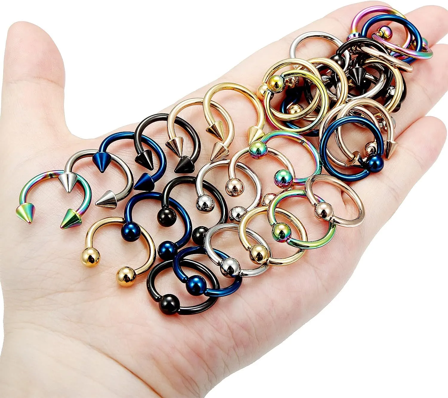 Vsnnsns 12G & 16G Septum Rings - Surgical Steel Septum Piercing Jewelry Horseshoe & Snake Bite Rings, Daith Rook Earrings for Women & Men