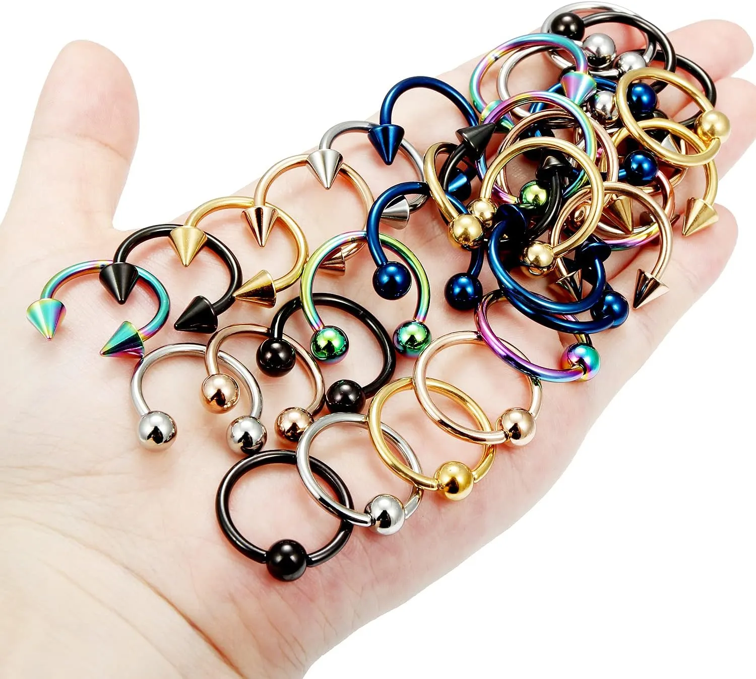 Vsnnsns 12G & 16G Septum Rings - Surgical Steel Septum Piercing Jewelry Horseshoe & Snake Bite Rings, Daith Rook Earrings for Women & Men