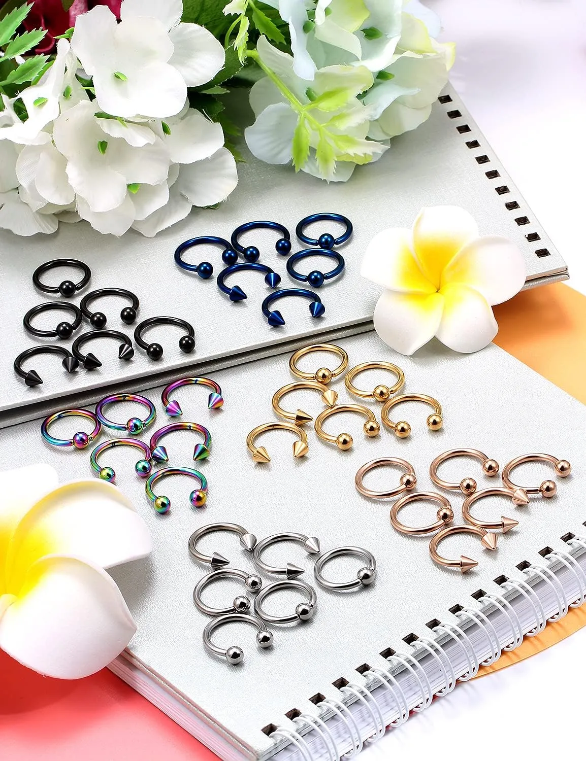 Vsnnsns 12G & 16G Septum Rings - Surgical Steel Septum Piercing Jewelry Horseshoe & Snake Bite Rings, Daith Rook Earrings for Women & Men