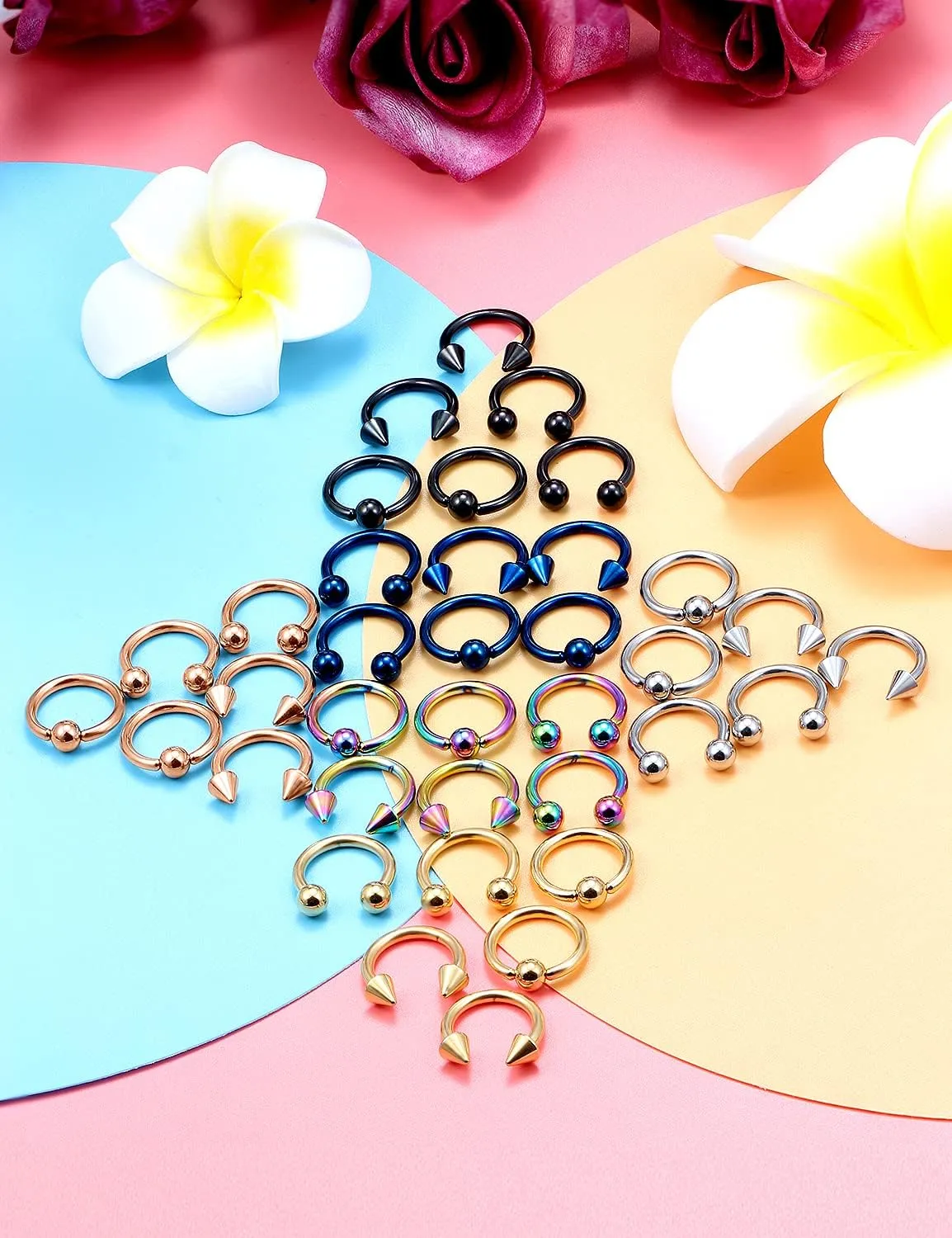 Vsnnsns 12G & 16G Septum Rings - Surgical Steel Septum Piercing Jewelry Horseshoe & Snake Bite Rings, Daith Rook Earrings for Women & Men