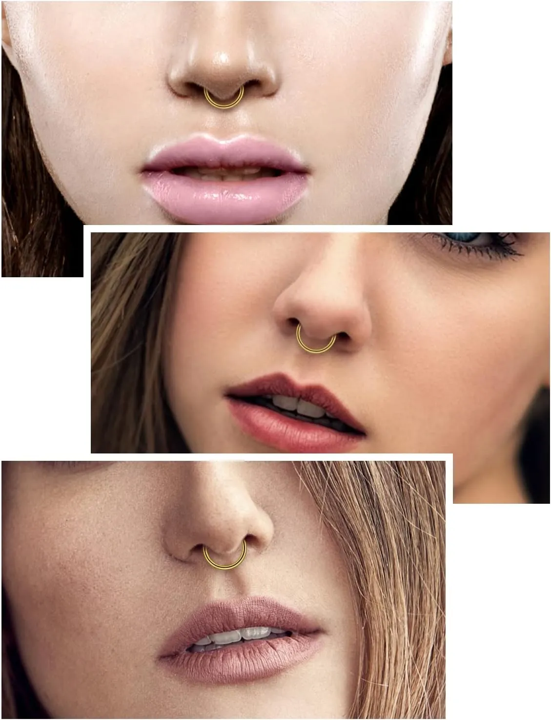 Vsnnsns 14G 16G Septum Nose Rings Hoops Lip Ring Piercing Jewelry 316L Surgical Steel Hinged Segment Clicker Cartilage Tragus Helix Conch Rook Daith Lobe Earrings Hoops Piercing Jewelry for Women Men