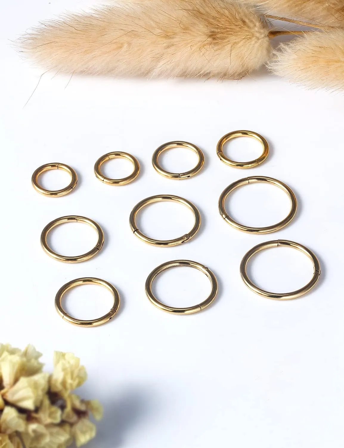 Vsnnsns 14G 16G Septum Nose Rings Hoops Lip Ring Piercing Jewelry 316L Surgical Steel Hinged Segment Clicker Cartilage Tragus Helix Conch Rook Daith Lobe Earrings Hoops Piercing Jewelry for Women Men