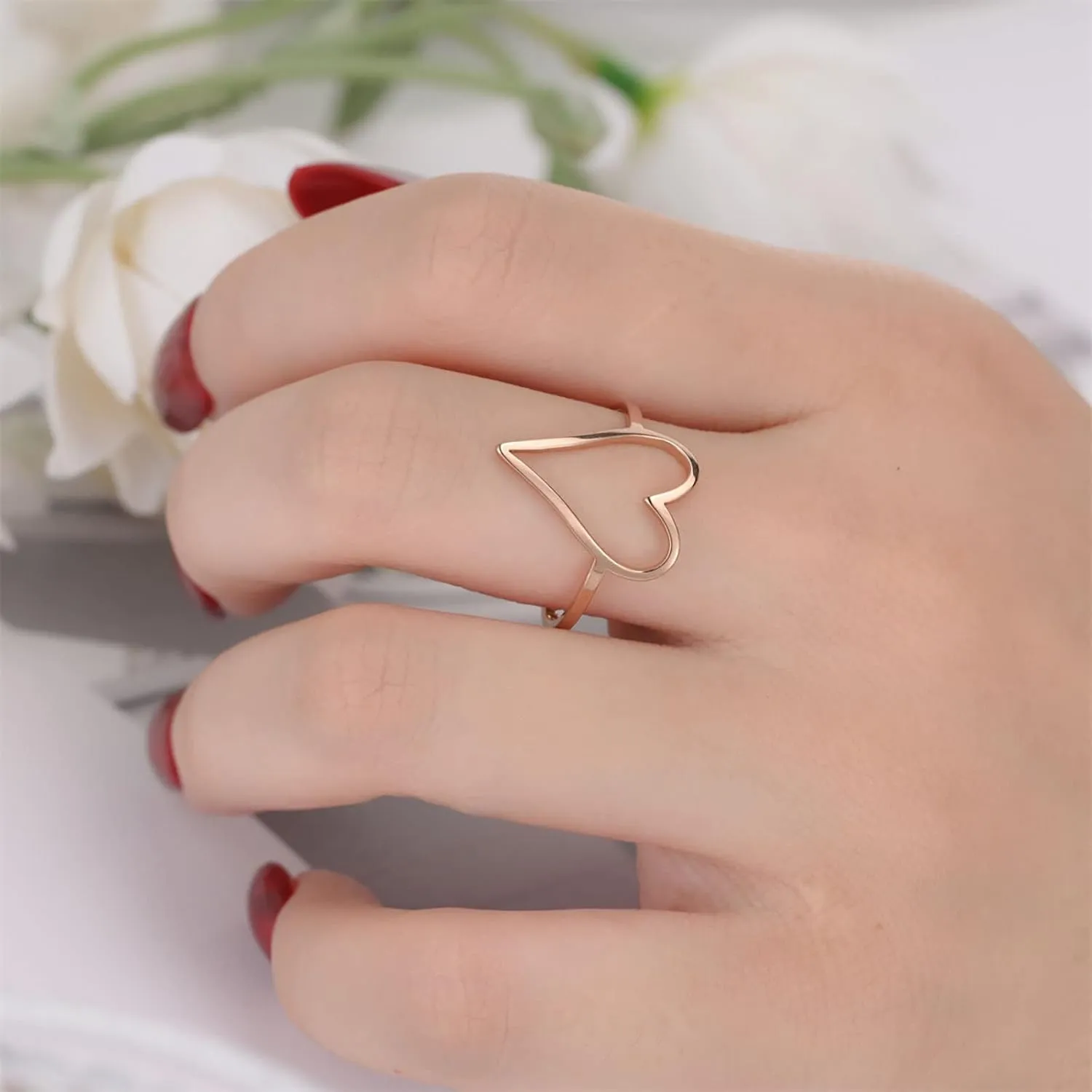 Wedding Engagement Statement Stacking Midi Rings Silver 925 Simple Minimalist Heart Finger Rings Bands for Women