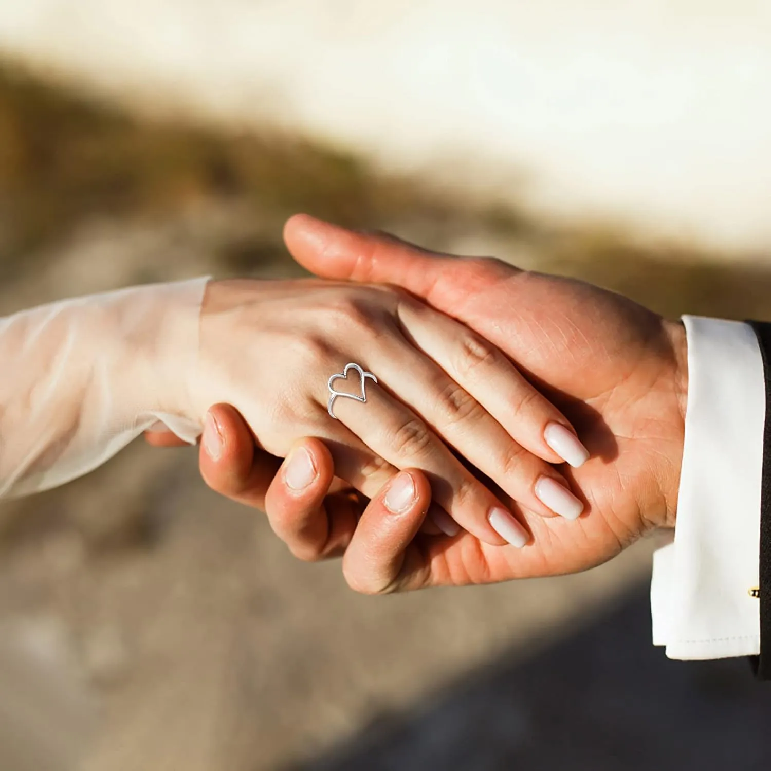 Wedding Engagement Statement Stacking Midi Rings Silver 925 Simple Minimalist Heart Finger Rings Bands for Women