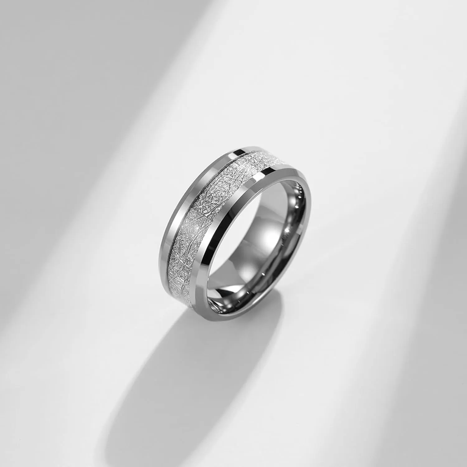 Wedding Rings Sets for Couples, Tungsten Couples Rings Promise Rings Comfort Fit 8mm 6mm Silver Ring Inlay Metal