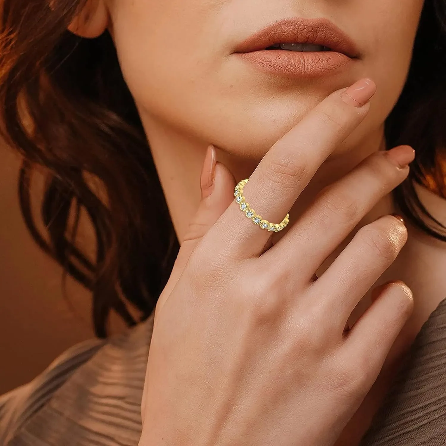 WFYOU Gold Rings for Women Non Tarnish 8PCS 14K Gold Plated Stacking Ring for Women Band Simple Cute Stackable Knuckle Silver Rings for Women Dainty Gold Statement Ring Set Size 4-11 Jewelry