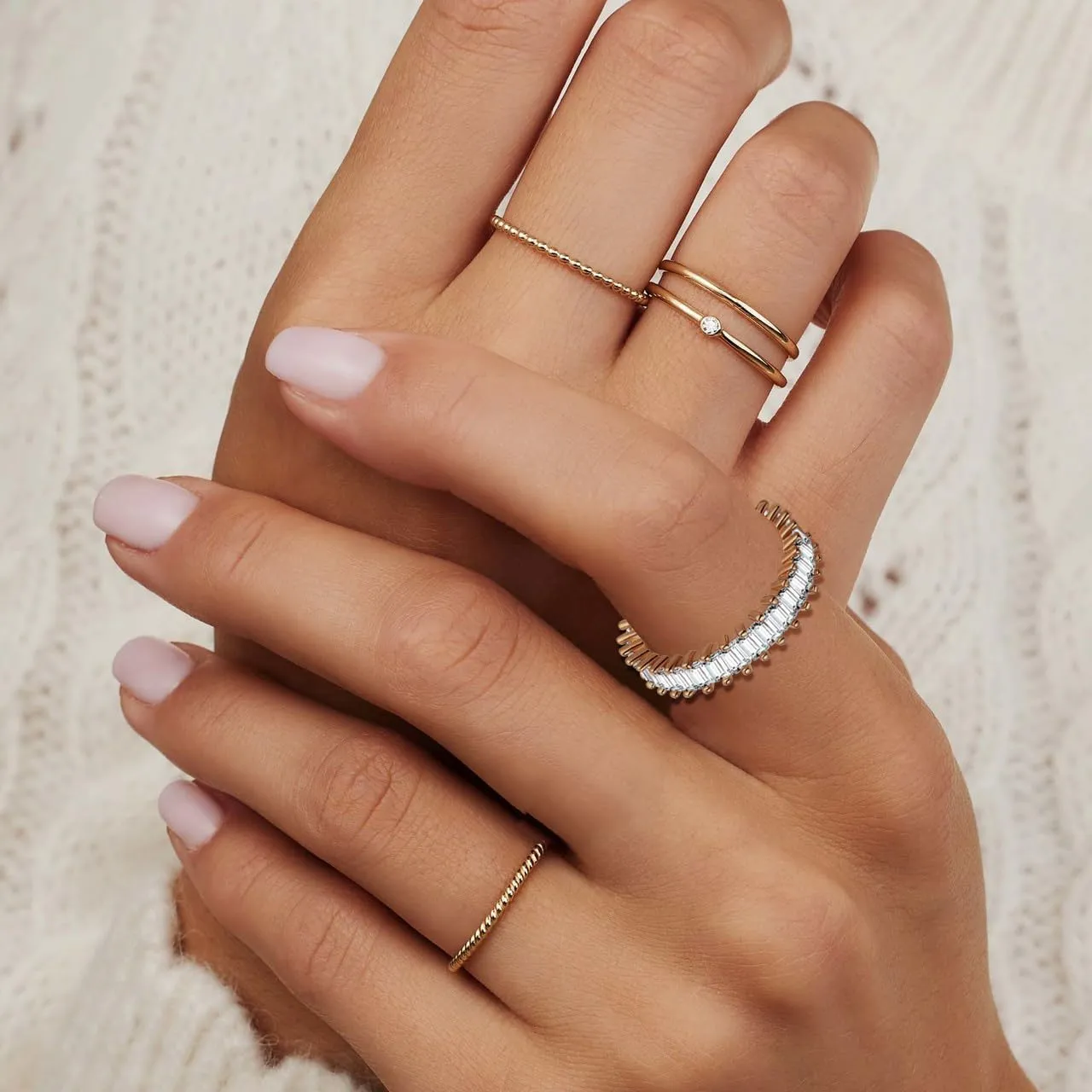 WFYOU Gold Rings for Women Non Tarnish 8PCS 14K Gold Plated Stacking Ring for Women Band Simple Cute Stackable Knuckle Silver Rings for Women Dainty Gold Statement Ring Set Size 4-11 Jewelry