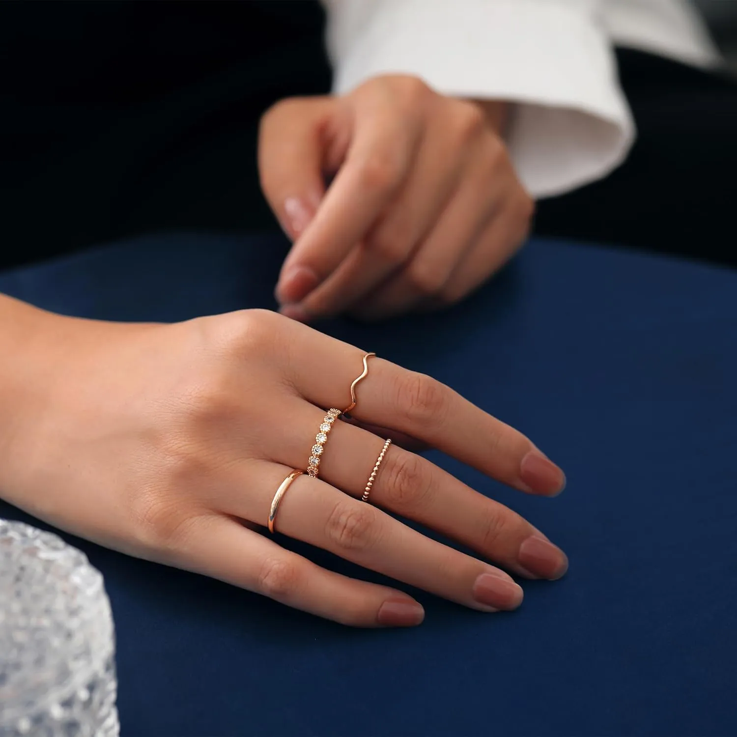 WFYOU Gold Rings for Women Non Tarnish 8PCS 14K Gold Plated Stacking Ring for Women Band Simple Cute Stackable Knuckle Silver Rings for Women Dainty Gold Statement Ring Set Size 4-11 Jewelry