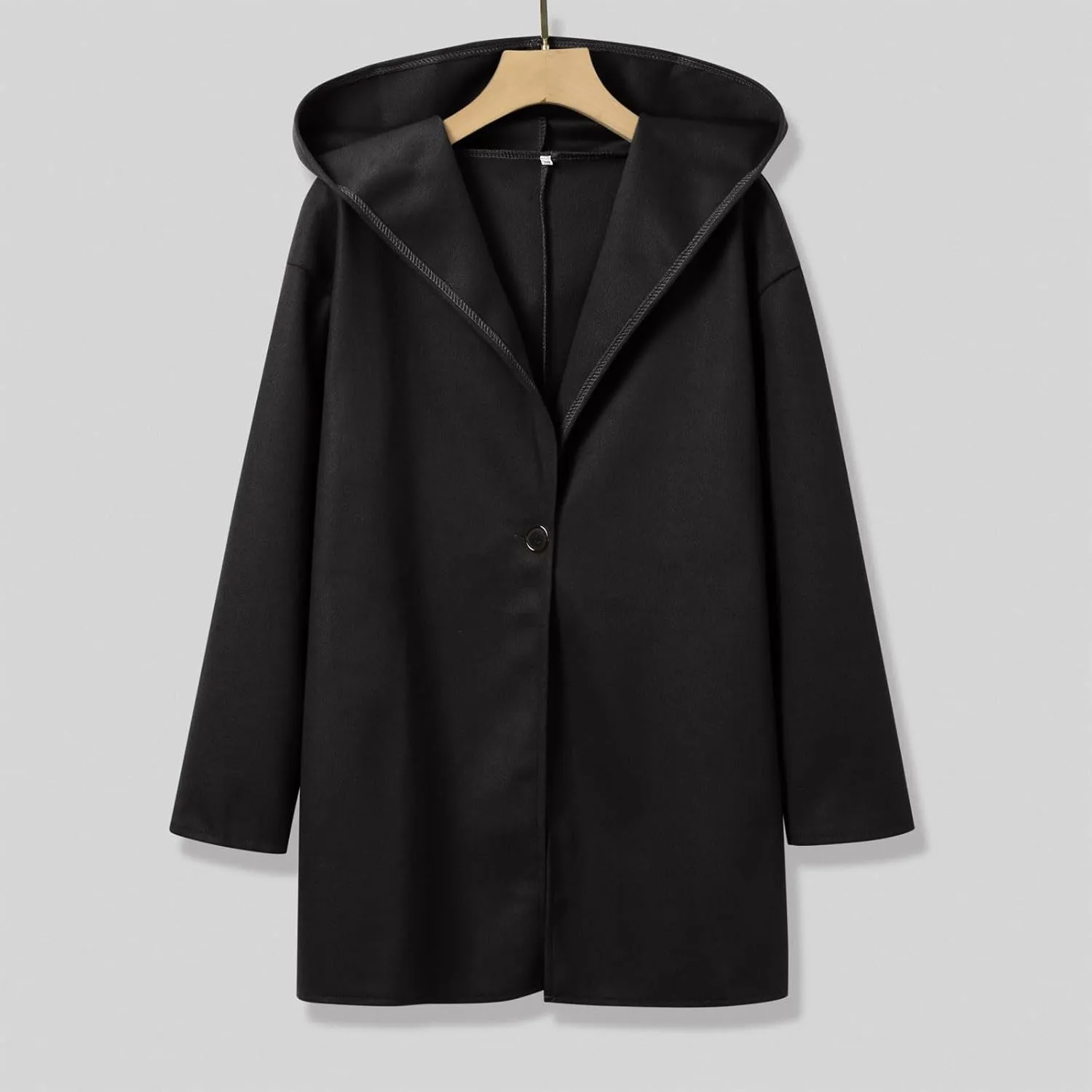 Winter Jacket for Women Long Sleeve Solid Color Lapel Neck Open Front Cardigan Jackets Button Down Loose Fit Coat