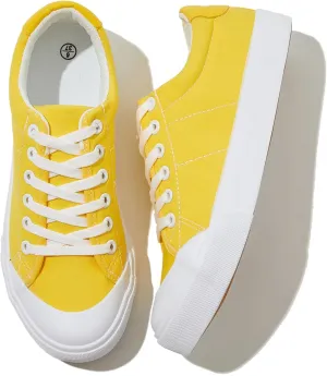 Witwatia White Tennis Shoes Low Top Canvas Sneakers Fashion Casual Walking Shoes for Women