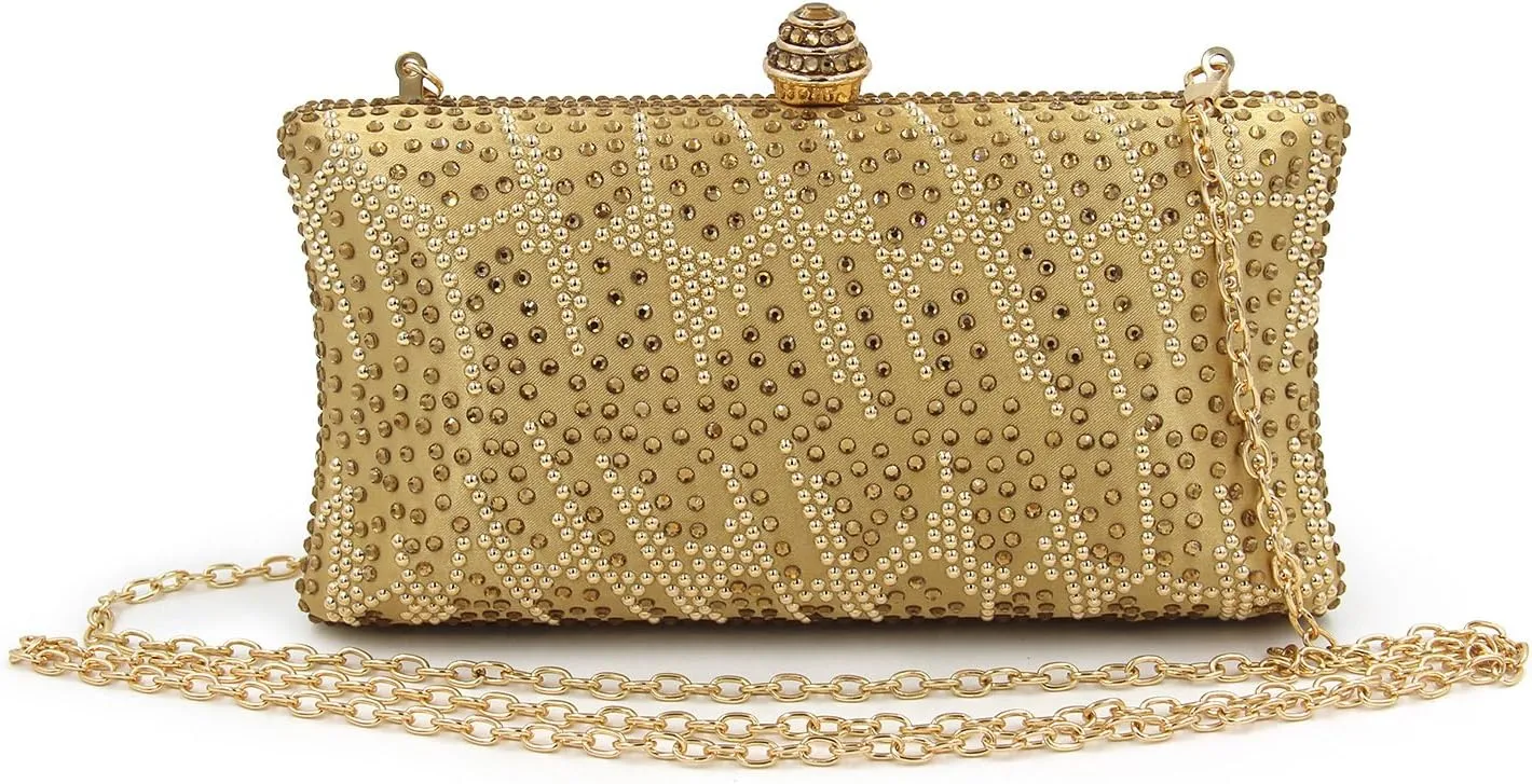 Women and Ladies Handbag Evening Clutch Bag Rhinestones Shoulder Bags for Prom Wedding Party