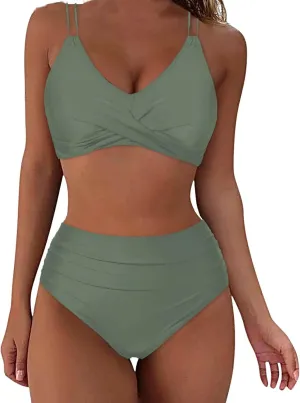 Women Bikini Set Sexy High Waisted Bathing Suits Two Piece Swimsuits 2 Piece Slimming Bathing Swim Suits Swimwear Set