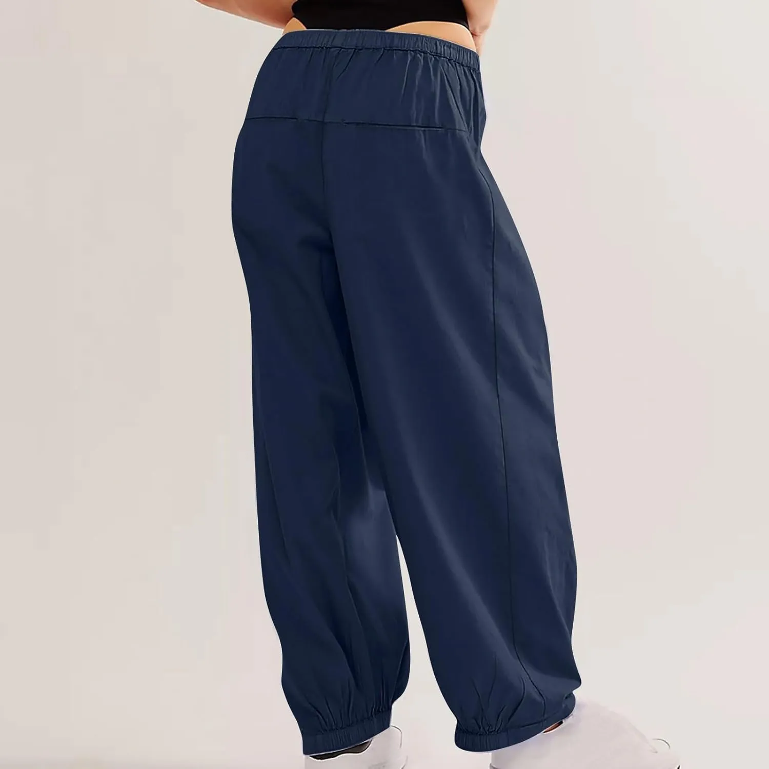 Women Cotton Linen Pants Summer Elastic High Waist Wide Leg Casual Pants 2024 Beach Travel Trousers Vacation Outfits
