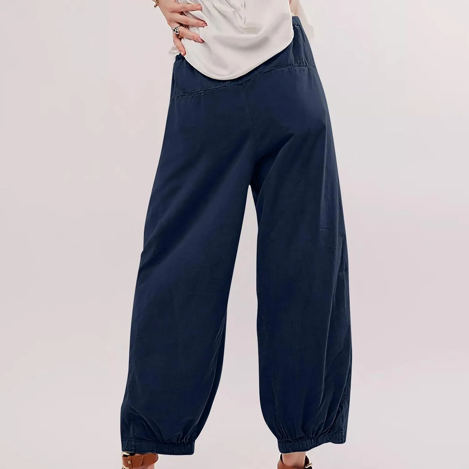 Women Cotton Linen Pants Summer Elastic High Waist Wide Leg Casual Pants 2024 Beach Travel Trousers Vacation Outfits