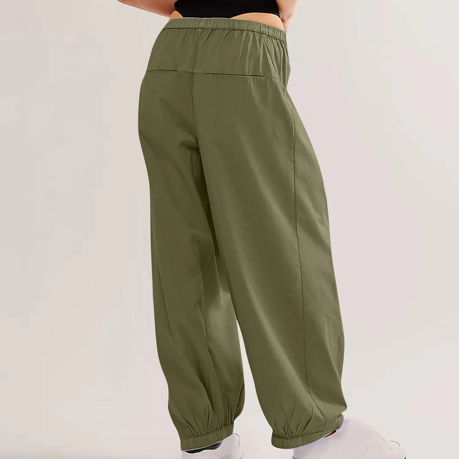 Women Cotton Linen Pants Summer Elastic High Waist Wide Leg Casual Pants 2024 Beach Travel Trousers Vacation Outfits