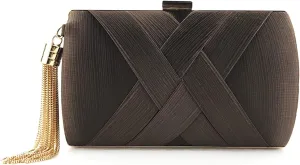 Women Elegant Satin Silk Solid Color Purse Cross-hatching Pattern Clutch for Evening Cocktail Party