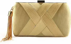 Women Elegant Satin Silk Solid Color Purse Cross-hatching Pattern Clutch for Evening Cocktail Party