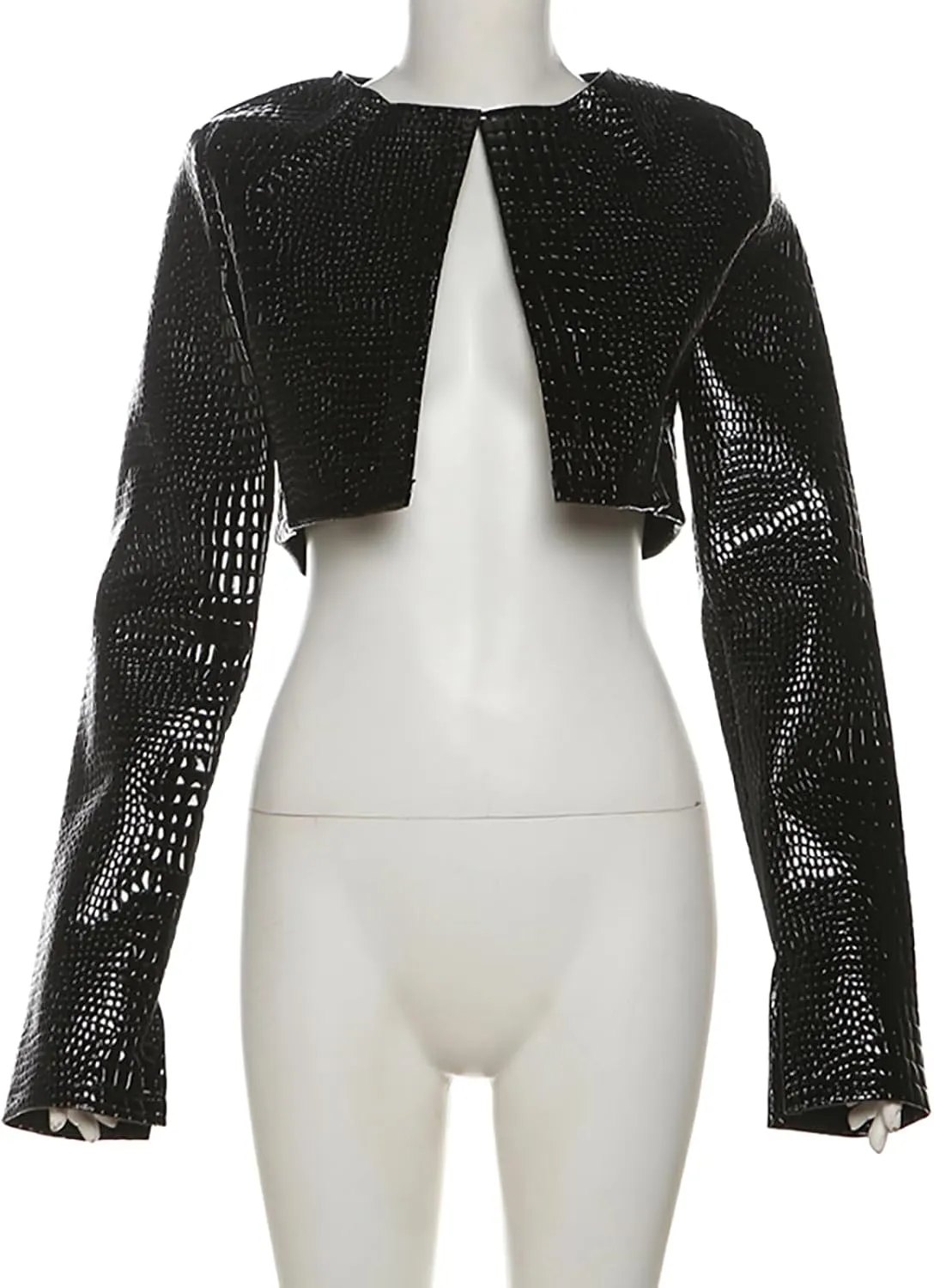 Women Fashion Cropped Faux Leather Jacket Motorcycle Short Coats Y2k Outfits Clothes