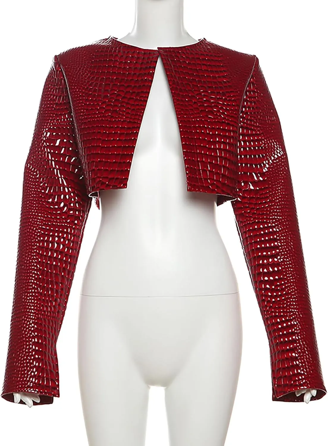 Women Fashion Cropped Faux Leather Jacket Motorcycle Short Coats Y2k Outfits Clothes