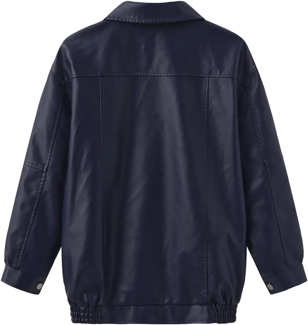 Women Faux Leather Jacket Lightweight Oversized Faux Suede Jackets Fall Fashion Motorcycle Coats Winter Outfits Clothe