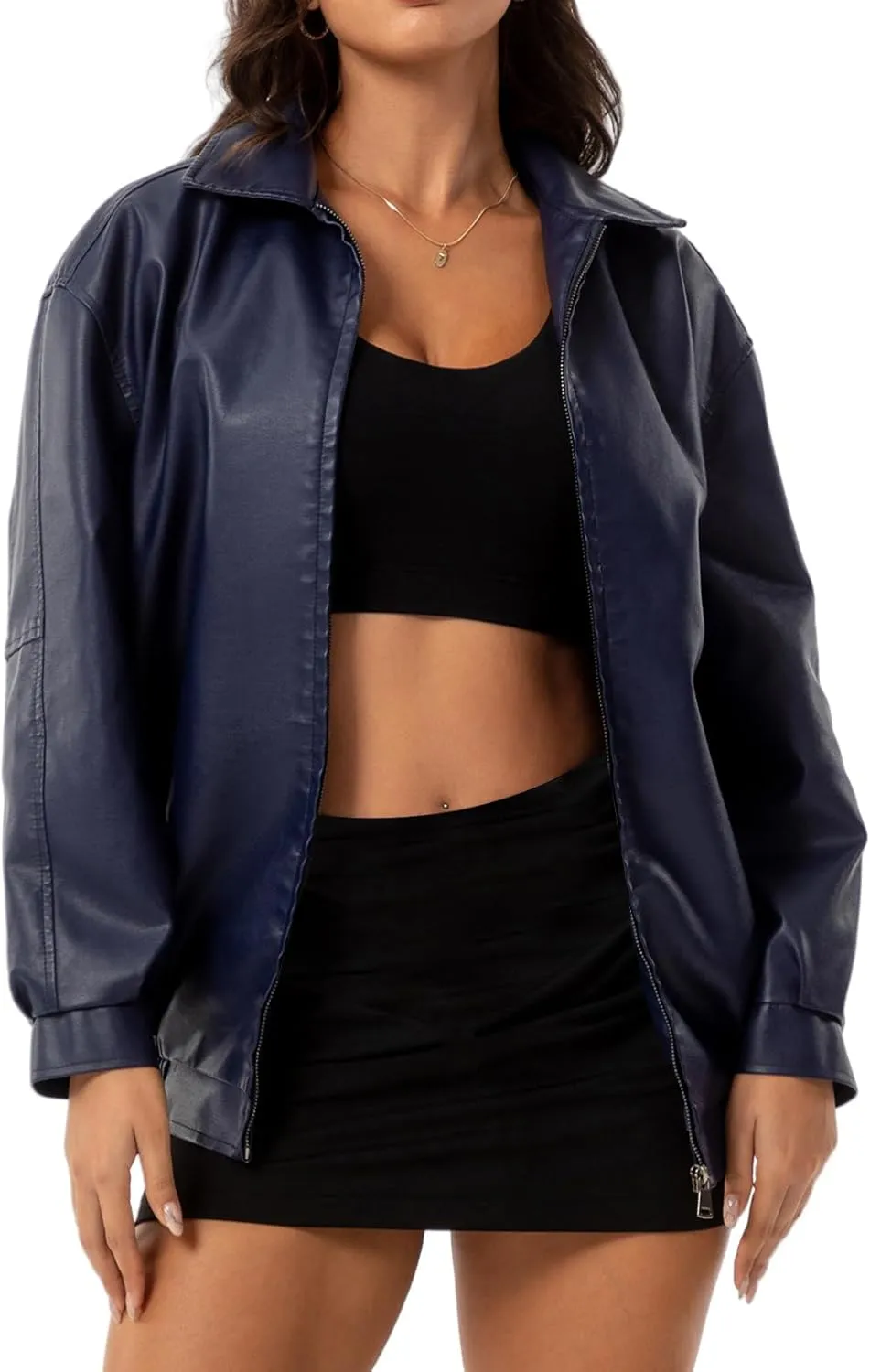 Women Faux Leather Jacket Lightweight Oversized Faux Suede Jackets Fall Fashion Motorcycle Coats Winter Outfits Clothe