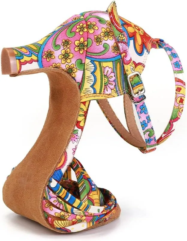 Women Latin Dance Shoes Professional Practice Performance Ballroom Salsa Colorful Dancing Shoes Model YCL255