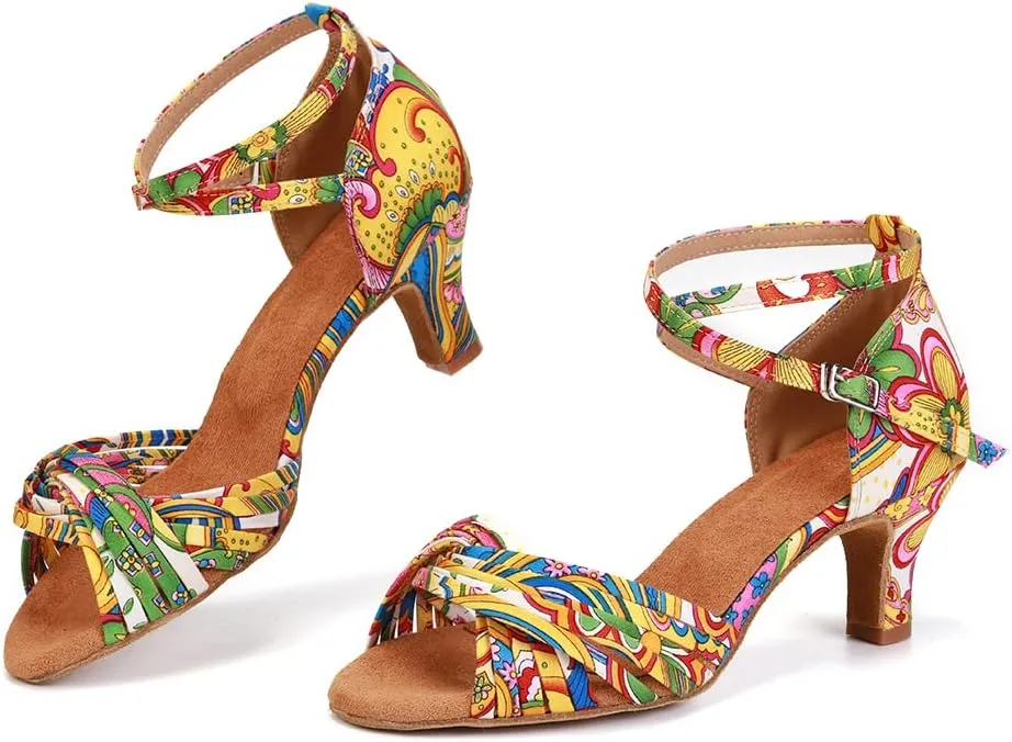 Women Latin Dance Shoes Professional Practice Performance Ballroom Salsa Colorful Dancing Shoes Model YCL255
