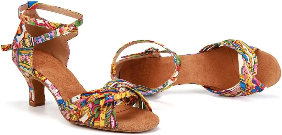 Women Latin Dance Shoes Professional Practice Performance Ballroom Salsa Colorful Dancing Shoes Model YCL255