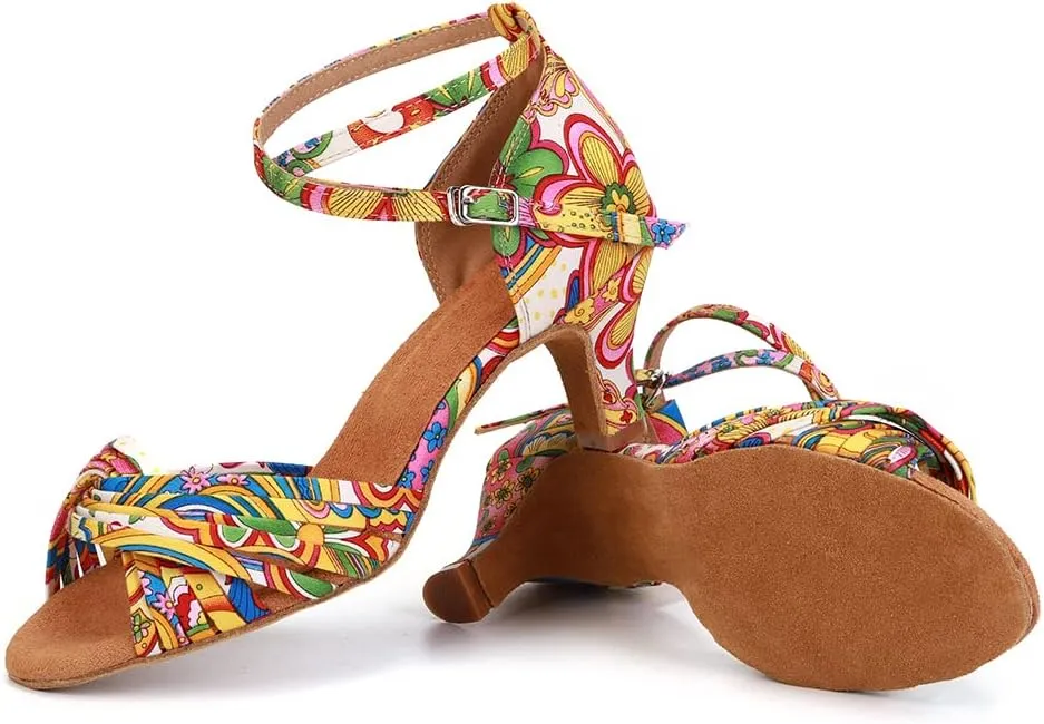 Women Latin Dance Shoes Professional Practice Performance Ballroom Salsa Colorful Dancing Shoes Model YCL255