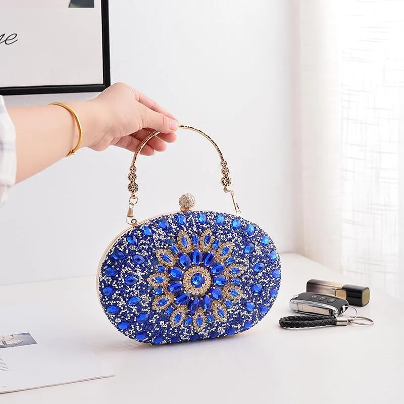 Women Rhinestones Evening Bag Bling Glamorous Clutch Purse Stylish Design Trendy Handbag for Wedding Prom Party
