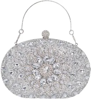 Women Rhinestones Evening Bag Bling Glamorous Clutch Purse Stylish Design Trendy Handbag for Wedding Prom Party