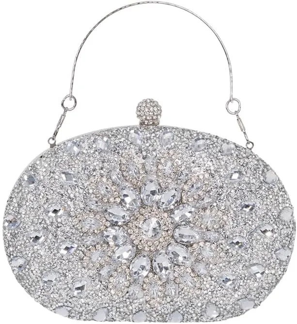 Women Rhinestones Evening Bag Bling Glamorous Clutch Purse Stylish Design Trendy Handbag for Wedding Prom Party