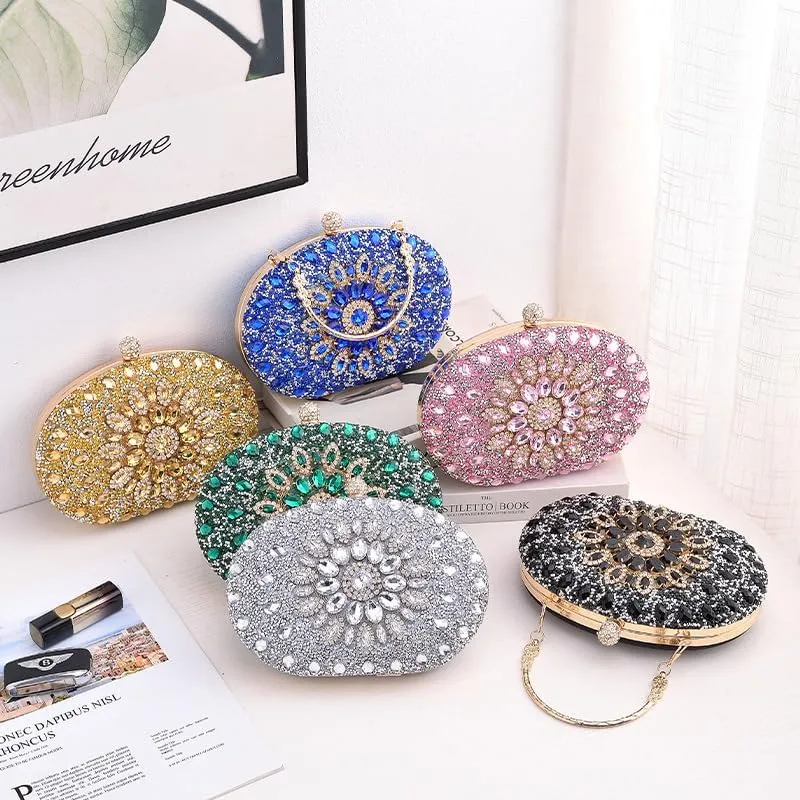 Women Rhinestones Evening Bag Bling Glamorous Clutch Purse Stylish Design Trendy Handbag for Wedding Prom Party