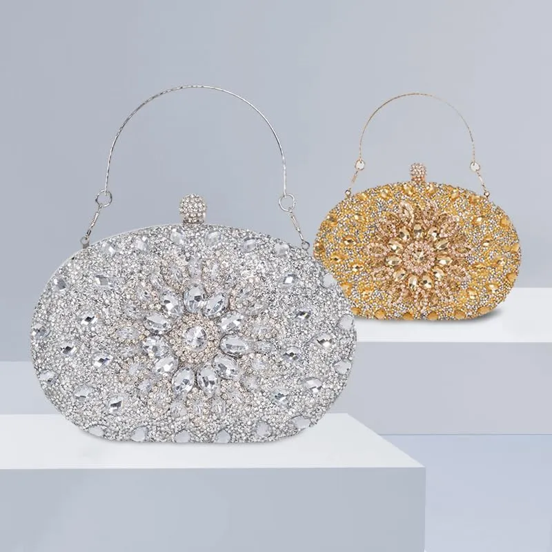 Women Rhinestones Evening Bag Bling Glamorous Clutch Purse Stylish Design Trendy Handbag for Wedding Prom Party