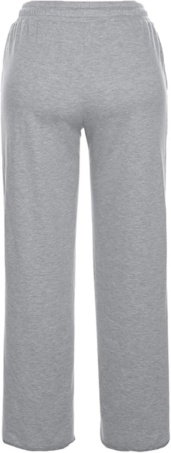 Women Stripe Textured Pants Fall 2024 Trendy Drawstring Elastic High Waist Straight Leg Trousers Casual Sweatpants
